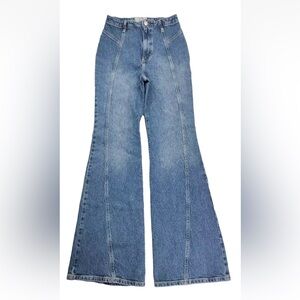 High Waist Wide Leg Flare Jeans | Classic Blue Denim | Flattering Fit